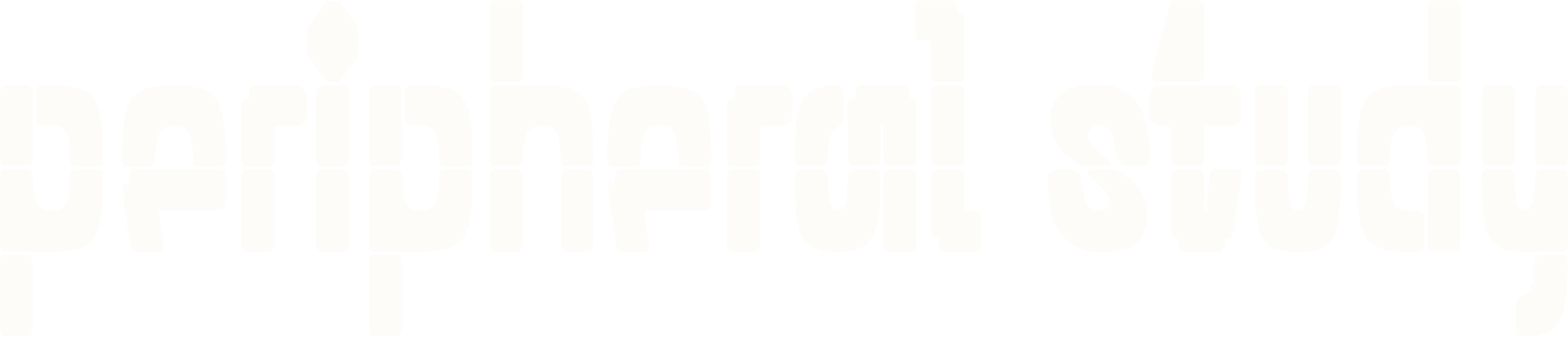 An offwhite logotype consisting of the words Peripheral Study in block letters.